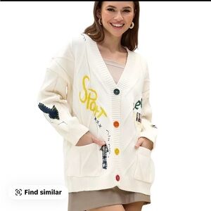 Women's Cream Cardigan with Colorful Buttons